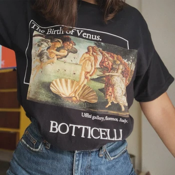 Stilul Retro La Nașterea lui Venus de Botticelli Bărbați Femei Estetice Tricou Plus Dimensiune Grafic Teuri Pictură în Ulei Maneci Scurte T shirt