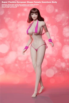 ÎN SOTCK 1/6 JIAOU PAPUSA Europeană Super-Flexibil Sexy fără Sudură Mare Bust Corpului Feminin cu Schelet de Metal Detașabil Model de corp