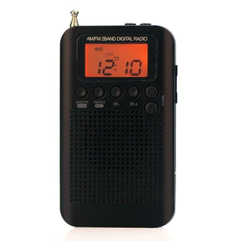 Mini Difuzor Radio Receptor LCD Digital FM / AM Radio Difuzor cu Funcția de Afișare Timp de 3,5 mm Jack pentru Căști