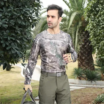 MEGE Barbati Compresie de Fitness de Vară Bodybulding de Camuflaj, Tricou cu Maneci Lungi, Uscat Rapid Respirabil Dresuri Armata Tactice T-shirt