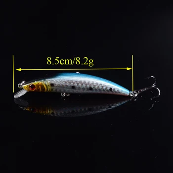Mixt, 5 buc/lot de pescuit Minnow Variabilă momeli de Pescuit, Momeală de Pescuit, momeală pescuit Cârlige Ascuțite Treflat cu 3D eys