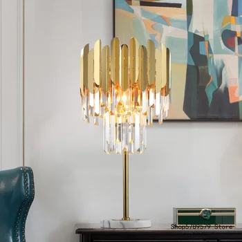 Stil Nordic aur de cristal lampă de Masă creative restaurant, bar decorative lampa de Birou camera de zi iluminat interior Tabelul lumini