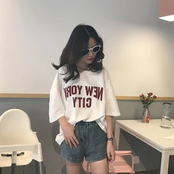 Tricouri Femei V-Neck Loose Scrisoare Trendy Stil coreean de Înaltă Calitate Femei Simple, Femei Pierde Toate-meci de T-shirt 2020 Chic de zi cu Zi