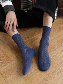 2020 Nou de Înaltă Calitate pentru Bărbați Șosete de Lână Cald Iarna Harajuku de Afaceri de sex Masculin Cadouri Sosete Toamna Dungă Casual Calcetines Hombre Fierbinte