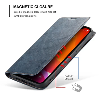 Pentru iPhone 12 din Piele de Caz Magnetic Epocă Wallet Flip Cover Pentru iPhone 11 12 Pro Max X XR XS SE2 6S 7 8 Plus Cazul de Lux Coque