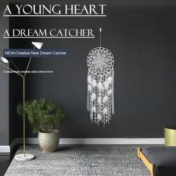 White Dream Catchers mare Handmade Crosetat Dreamcatcher Decor de Perete Pentru Fete Adolescente Cameră Decor Acasă