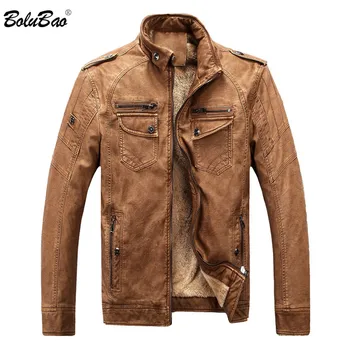 BOLUBAO Brand Nou pentru Bărbați de Iarnă Jachete de piele de Căprioară Gros Cald Fleece Căptușit pentru Bărbați Jachete Bombardier de sex Masculin Geaca de Piele, Paltoane