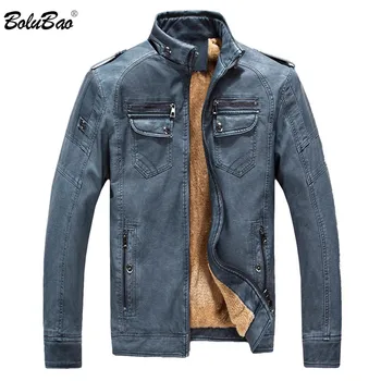 BOLUBAO Brand Nou pentru Bărbați de Iarnă Jachete de piele de Căprioară Gros Cald Fleece Căptușit pentru Bărbați Jachete Bombardier de sex Masculin Geaca de Piele, Paltoane