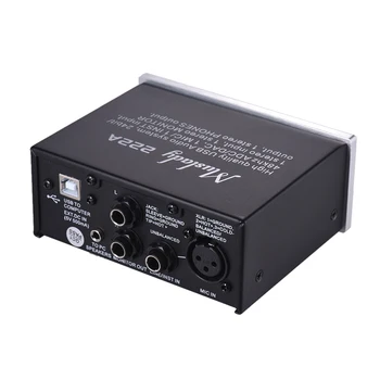 Muslady 222A 2-Canal Audio USB Sistem de Interfață Externă placa de Sunet +48V phantom power DC 5V de Alimentare