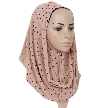 Femei de Moda Simplu Polka Dot Bubble Sifon Hijab Eșarfă Doamnelor Printe Șaluri Foulard Musulman Eșarfe Folie Banda Snood 7 culori