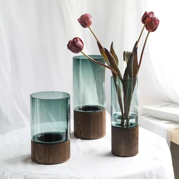 Nordic Vaza de Sticlă Simplă Decorațiuni interioare Lemn Verde Living Casa de Flori Decor Terariu декор дома горшок для цветов