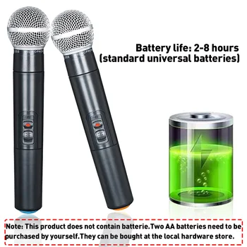 Dual Portabile VHF Wireless Sistem de Microfon Profesional fara Fir Microfon, Receptor Microfoane Karaoke cu 2 Microfoane