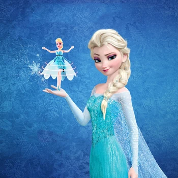 Congelate Dsney Jucărie Elsa Printesa de Zbor a Aeronavelor Papusa Stralucind de Iluminat cu LED Figura Anime Zbura Inducție Jucărie Drăguț Fată Cadou pentru Copii