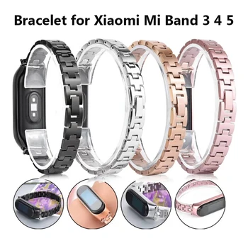 Bling Mi Band 5 Miband 4 Brățară din Oțel Inoxidabil de Înlocuire Metal Bratara Accesorii pentru Xiaom Mi Band 3 Watchband Diamant