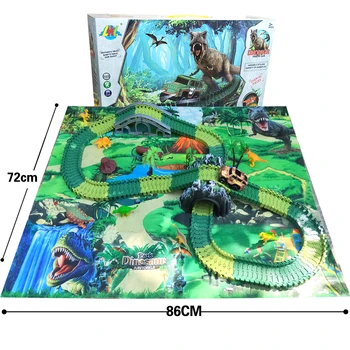 Copii electric Dinozaur jucării de cale Ferată Magic Pista de Curse jucărie set de BRICOLAJ piese Auto jucării piste de Curse Cadou o Jucarie pentru Copii de băiat