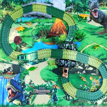 Copii electric Dinozaur jucării de cale Ferată Magic Pista de Curse jucărie set de BRICOLAJ piese Auto jucării piste de Curse Cadou o Jucarie pentru Copii de băiat