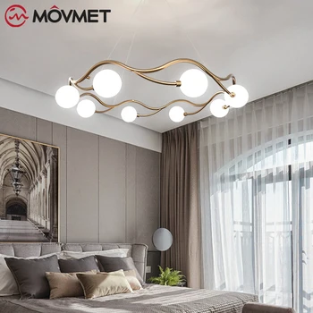 Rotund moderne formă de Undă Candelabru de Iluminat Lampa LED Lustre Living Dormitor Aur Rotunde de Cristal Inel de Lumini