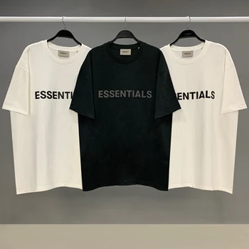 Essentials linie dublă 2020 nou piept scrisoare de ceață trend libere high street maneci scurte T-shirt pentru bărbați și femei