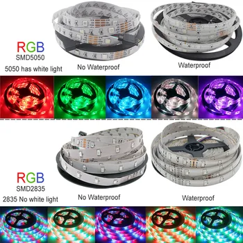 RGB LED Strip Lumina 5050 2835 DC12V Neon Panglică Impermeabil Flexibil LED Bandă 60LEDs/m 12V 5M Banda LED pentru Decor Acasă