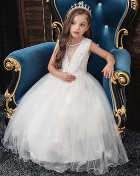 2020 Flori Fete Domnisoare De Onoare La Nunta Rochie De Petrecere Copii Rochii Pentru Fete Elegante, Rochie De Printesa Pentru Copii Haine 3 6 8 10 12 Ani