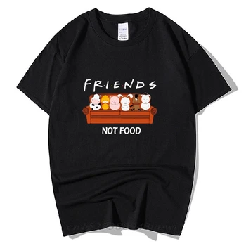Iubitor de animale Declarație Tee Prieteni, Nu Mâncare Cadou Tricou Pentru Vegan Vegetarian Naturale Drăguț Hippie a anilor ' 80 ' 90 de Bumbac T-Shirt, Blaturi