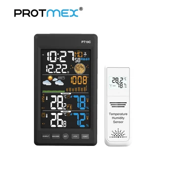 Protmex Stație Meteo, PT19C Wireless Culoare Prognoza Stația de Ceas cu Alarmă cu Temperatură, Umiditate și Barometru