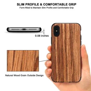 De lux de epocă din lemn de cereale Caz pentru iPhone 7 8 6 6S Plus Silicon Moale Anti-bat Cover pentru iPhone X XS MAX XR 11 Pro MAX Cazul