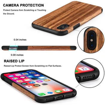 De lux de epocă din lemn de cereale Caz pentru iPhone 7 8 6 6S Plus Silicon Moale Anti-bat Cover pentru iPhone X XS MAX XR 11 Pro MAX Cazul