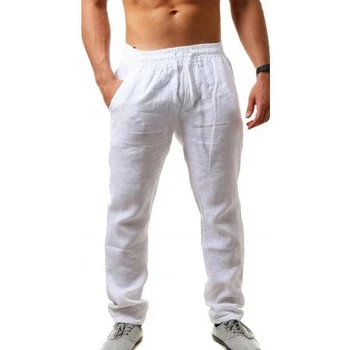 2020 Vara Mens Lenjerie de pat din Bumbac Pantaloni de Vara Pantaloni 3XL Casual sex Masculin Solidă Talie Elastic Drept Liber de Pantaloni Plus Dimensiune