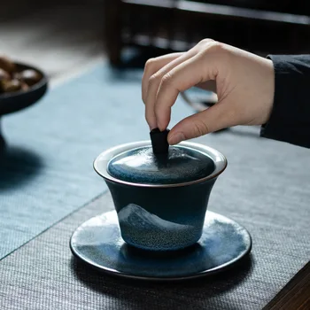 Se Acoperă Vasul Ceramic Trei Vigoare Acoperă Vasul De Uz Casnic De Ceai Ceașcă De Ceai Castron Kung Fu Set De Ceai Pentru Prepararea De Ceai Dispozitiv Gaiwan Set De Ceai Chinezesc