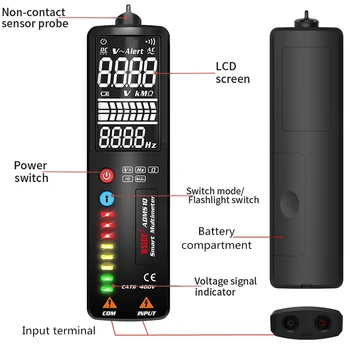ADMS1A/Q Smart Multimetru Digital 2.4 inch LCD Stilou de Detector Tensiune Non-contact de curent ALTERNATIV de Tensiune Volt Ohm Hz Tester de Continuitate 2021