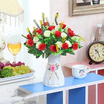 Flori artificiale de Trandafir Bonsai Cu Vaza Pentru Acasă Decorare Camera,Vaza DIY Aranjament de Flori Pentru Eveniment Nunta de Flori Decor