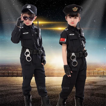 Traficul de copii Speciale de Poliție Carnaval de Halloween Petrecere de Performanță Polițiști Uniformă Copii Armata Băieți Costume Cosplay 110-160 CM