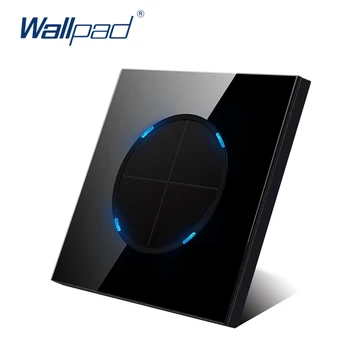 Wallpad L6 Neagră Sticlă Securizată 4 Banda 2 Mod de Perete Comutator de Lumină Întâmplare Click apăsați Butonul de Revenire Cu LED Albastru Indicator