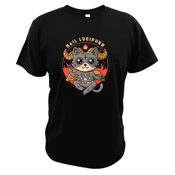 Grindină Lucipurr Tricou Iubesc Pisicile Satan, Demonul Lucifer tricou Creat de Design Bumbac UE Dimensiune Maneca Scurta