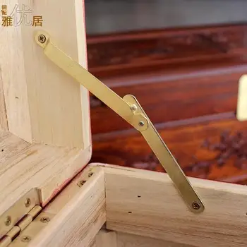 1set de Aur lemn balama antic Aproape Ridicați Stai Suport tija Balamale pentru Cutie de lemn Usa Cabinetului Decor accesorii de mobilier