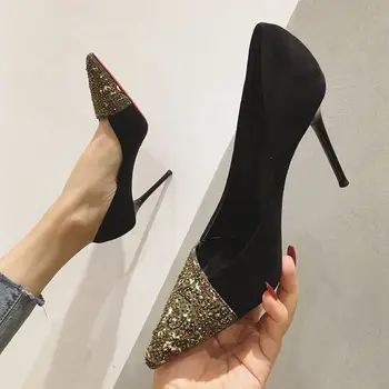 2020 Primăvară Stras domnisoara de Onoare Pantofi de Femeie Tocuri inalte Femei Pompe Ponited degetele de la picioare doamnă Birou de Lucru Pantofi cu toc Subtire Negru