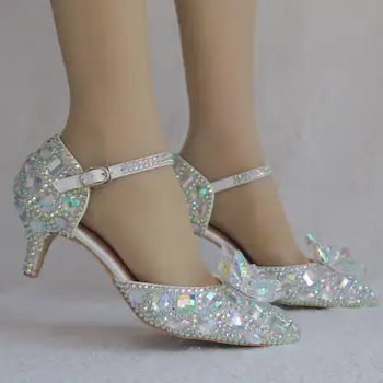 BaoYaFang 2019 NOU SOSIȚI de Argint Nunta de Cristal pantofi Femei cu toc Subtire subliniat toe de Mireasa rochie de Petrecere pantofi marime mare