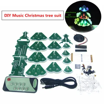 DIY Creative Control de la Distanță plin de culoare LED-uri de Muzică de Crăciun Copac Kit Decor de Vacanta Mici Cadouri Lampa de Noapte Decor Accesoriu