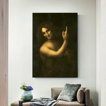 Sfântul Ioan Botezătorul Tablouri Canvas Reproduceri de Leonardo Da Vinci, Celebrul Panza Printuri de Arta de Perete Decor Acasă Imagini de Artă