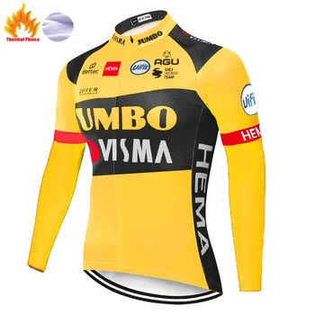 2021 echipa pro Jumbo Visma mallot ciclismo hombre maneca Lunga biciclete ciclism Purta iarna fleece bărbați ciclism jersey