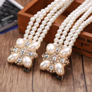 Talie Art Designer de Moda de Înaltă Calitate de Moda pentru Femei Perla Centura Elastica Doamnelor împânzit cu Diamante de Moda Pearl Decorative Curea
