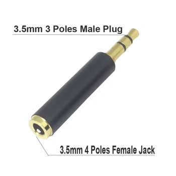 10buc/lot 3.5 mm de sex Masculin la Feminin Adaptor Placat cu Aur 3 Pol de 3.5 mm de sex Masculin Plug 3.5 mm 4 Pini de sex Feminin Jack Conector Audio Converter