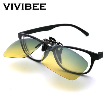 VIVIBEE Zi și Noapte Clip pe Polarizat ochelari de Soare Barbati Verde Galben Lentile de Conducere a Aviației Clipuri Ochelari de Soare Femei Oculos
