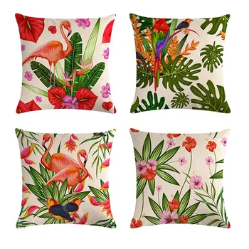 1lot Plante Tropicale Flori Acoperă Pernă Florale Lenjerie de pat din Bumbac Cactus Palma Flamingo fete de Perna Decorative Canapea Perne