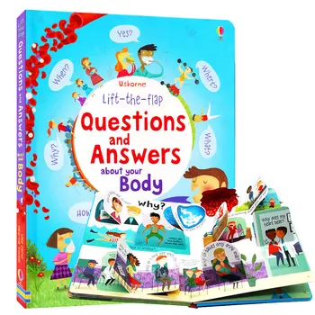 Usborne Lift-the-flap Întrebări și Răspunsuri despre Corpul Tau de Învățământ limba engleză, Cărți ilustrate pentru copii Copii de Învățare Lectură Cadou