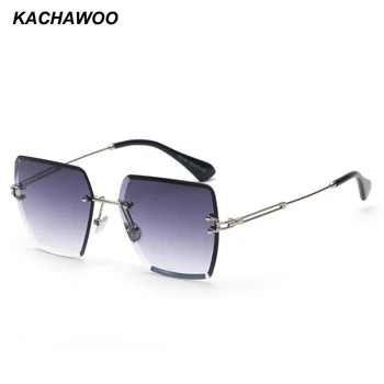 Kachawoo fără ramă de ochelari de soare femei 2018 cadru metalic de calitate superioara, verde, maro pătrat ochelari de soare pentru femei de vara 2018 UV400