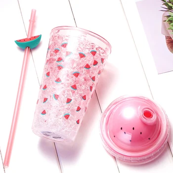 Creative Strat Dublu De Plastic Paie Cupa Sănătoasă Băutură Rece Cupe Fată Drăguță De Vară Băuturi Bere Sticla De Apa De Gheata Cana Drinkware