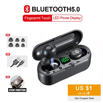 F9 TWS Căști fără Fir Bluetooth Bass Stereo Căști Impermeabil Touch Control Jocuri de noroc Earbud Cască LED Display apa de gura