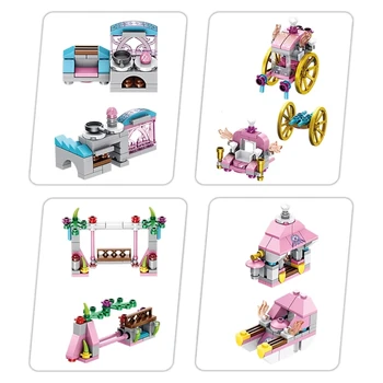 566PCS 12in1 Mini Accesorii Bloc Printesa Jucarii Copii Caramizi Castel Orașul De Bucurie LegoINGLYS Educative Jucarii Cadou pentru copii
